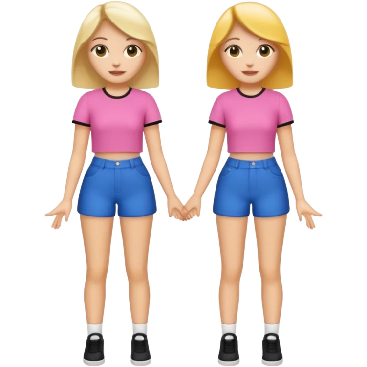👯‍♀️ generate this emoji, as two white girls, bffs, the same pose but maybe the outfit cuter. we are models emoji