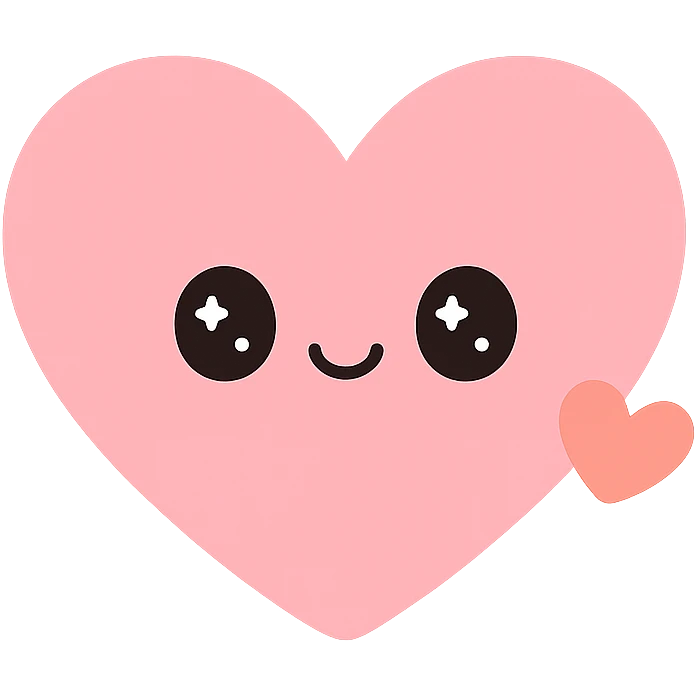 heart with a cute face, symbolizing being in love, cute and adorable style emoji