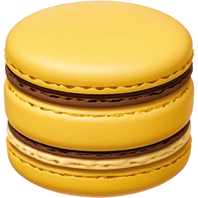 a single of yellow macaron with brown cream



















 emoji