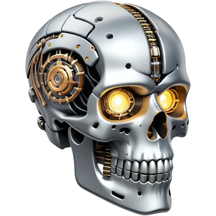 🤖💀 Cyborg Skull – Half human, half machine, 100% awesome. emoji