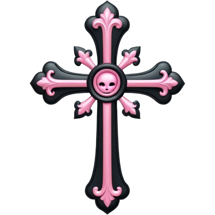 realistic 3d soft cute black pink goth cross , no woman emoji
