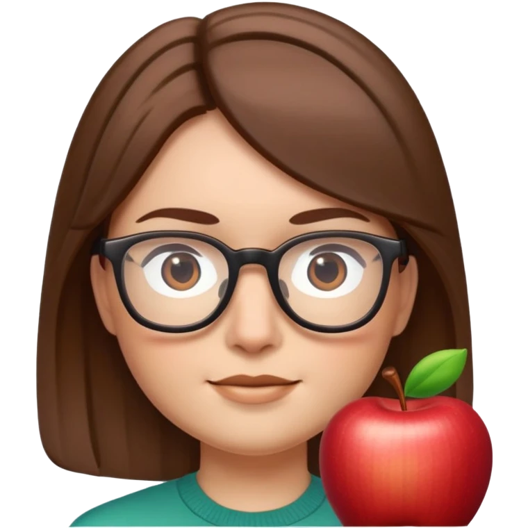 Face with straight hair and glasses, Apple Memoji style emoji