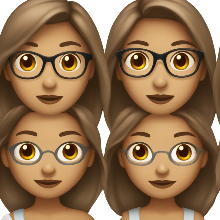 A light to medium skin color girl with long brown hair and glasses. Doing skincare emoji