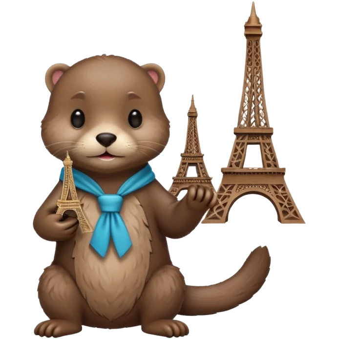 Otter with Eiffel Tower emoji