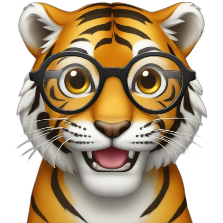 Tiger with glasses emoji