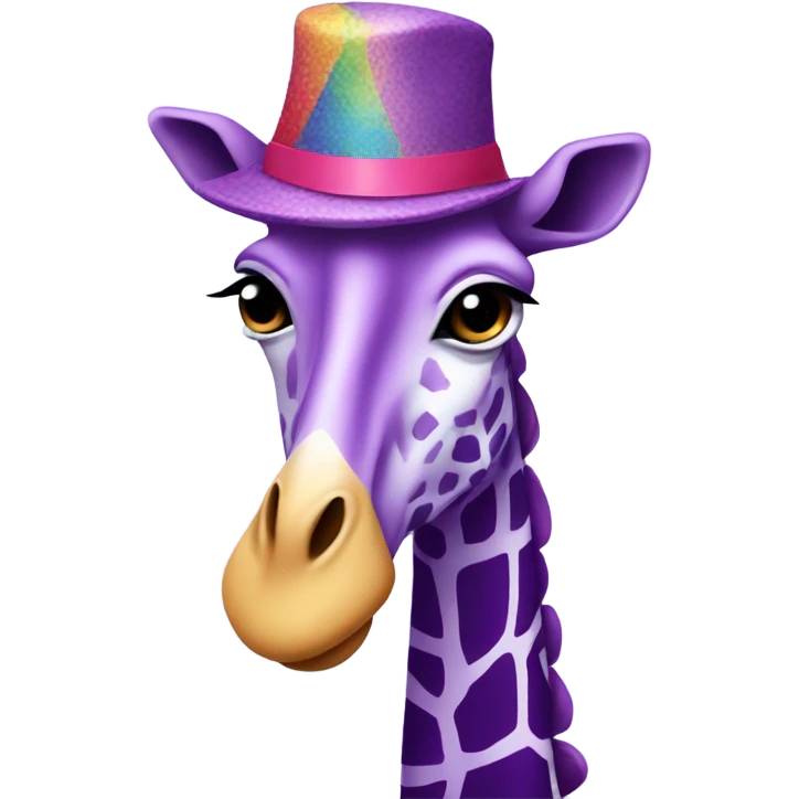 Purple giraffe wearing a hat emoji
