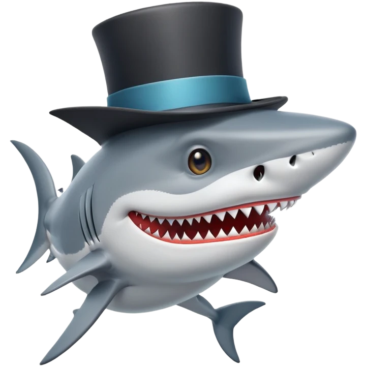 Shark with a top hat emoji
