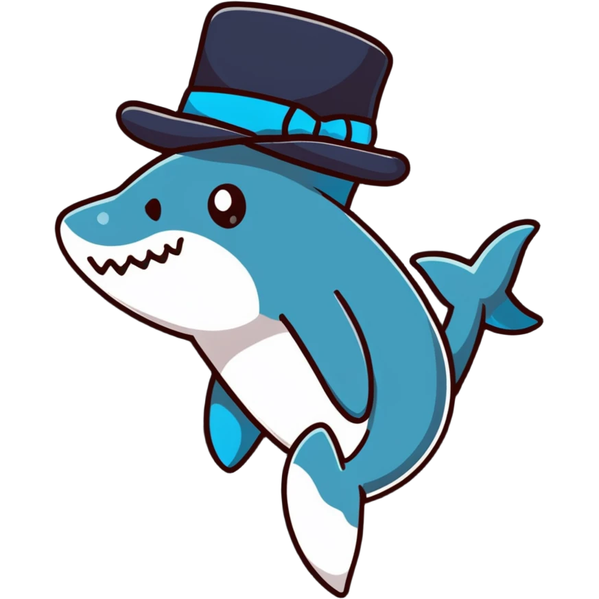 Shark with a top hat emoji