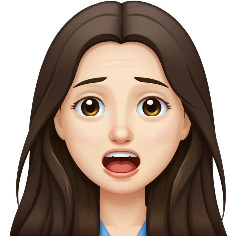 Very long hair Brunette with white skin crying happy emoji