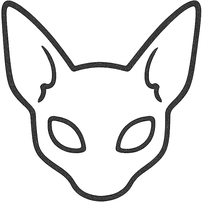 minimalist vector icon of a sphinx cat face inspired by Beerus from Dragon Ball and Mew from Pokémon, single tone, no facial features, cartoon style, modern, sleek, clean lines, suitable for app icon emoji
