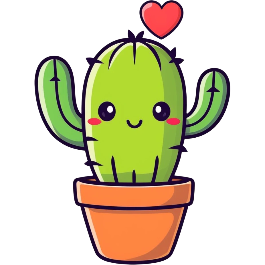 Happy Cactus best friends with heart eyes in a pot emoji