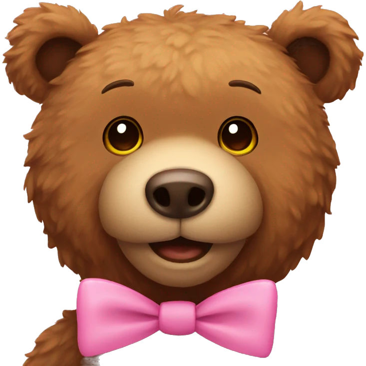 a brown teddy bear with a pink bow around its neck emoji