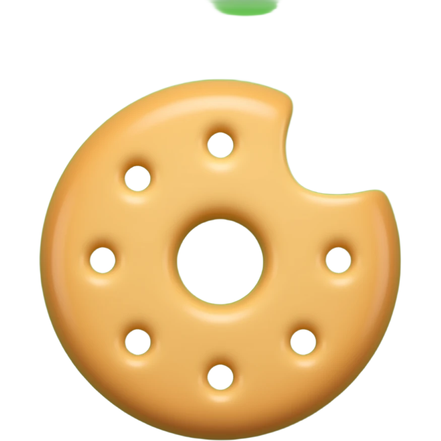 Necesito que me generes este icono en 360 grados con fondo verde en video de produccion de galletas emoji