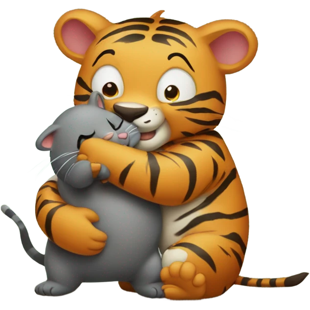 Tiger hugging wombat emoji