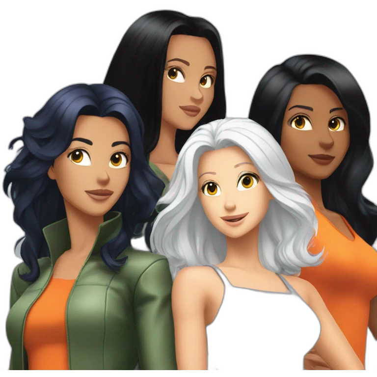 totally spies three girls white hair black hair orenge hair emoji