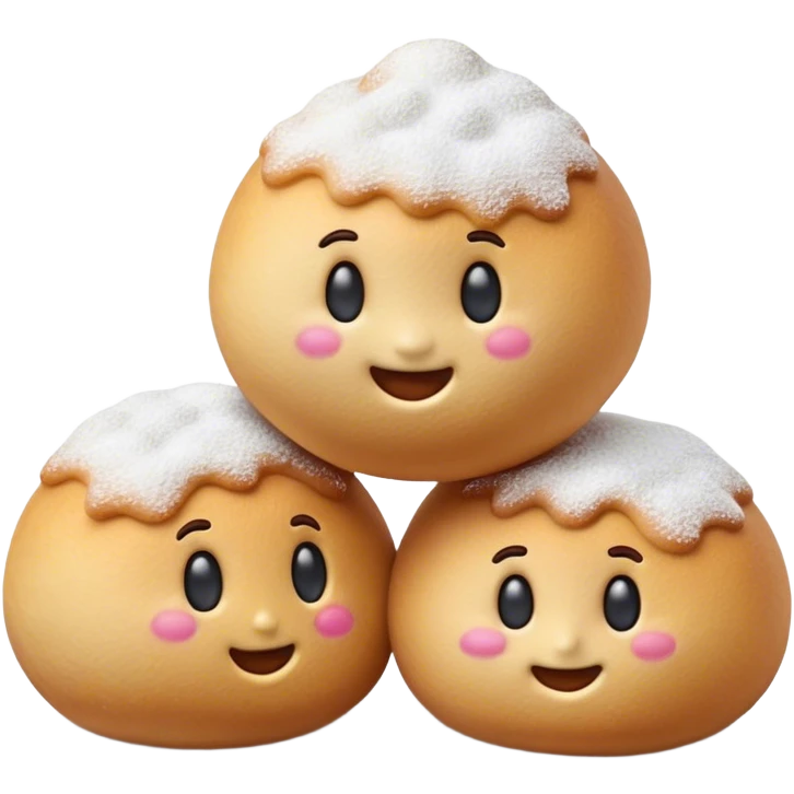 Cinematic Realistic Fritule Dessert Emoji, featuring small, fluffy dough balls dusted with powdered sugar rendered with delicate textures and warm, inviting lighting. emoji