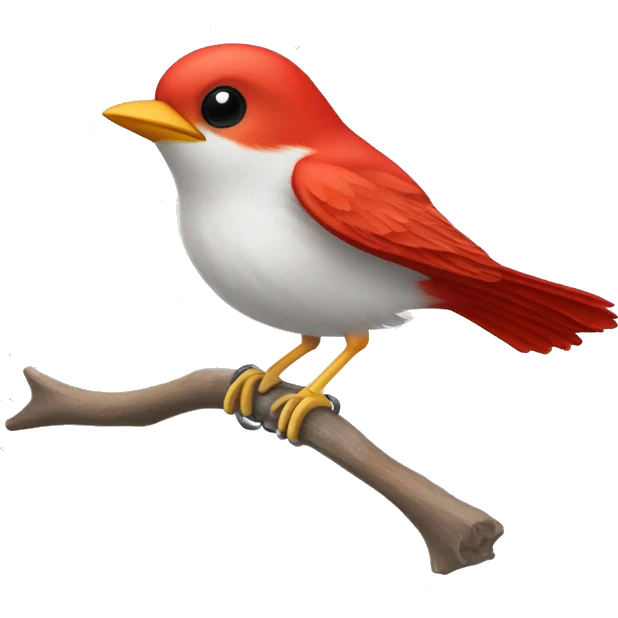 red male flycatcher bird flying in the air with white accent feathres emoji