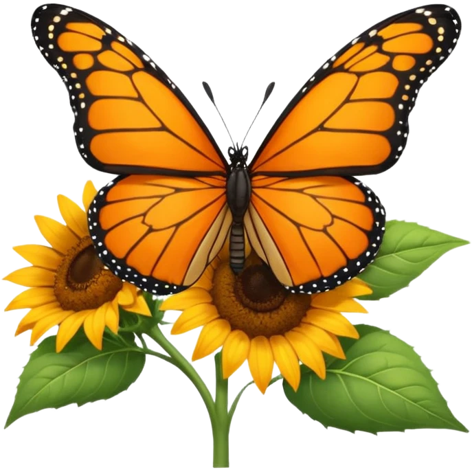 orange Butterfly on Sunflower side angle emoji