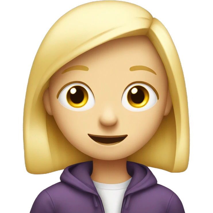 talking blond child with speech bubble near emoji
