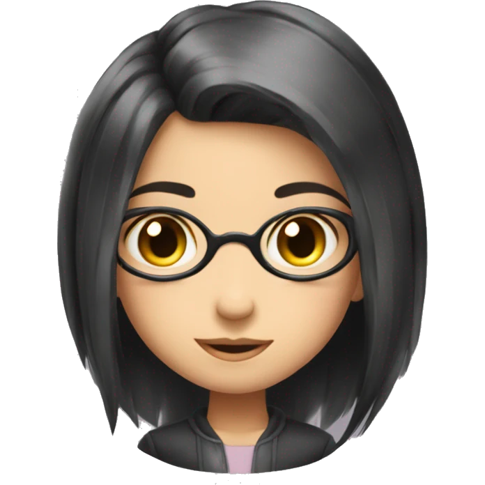 shy funny cure smart girl ling hair black with glass emoji
