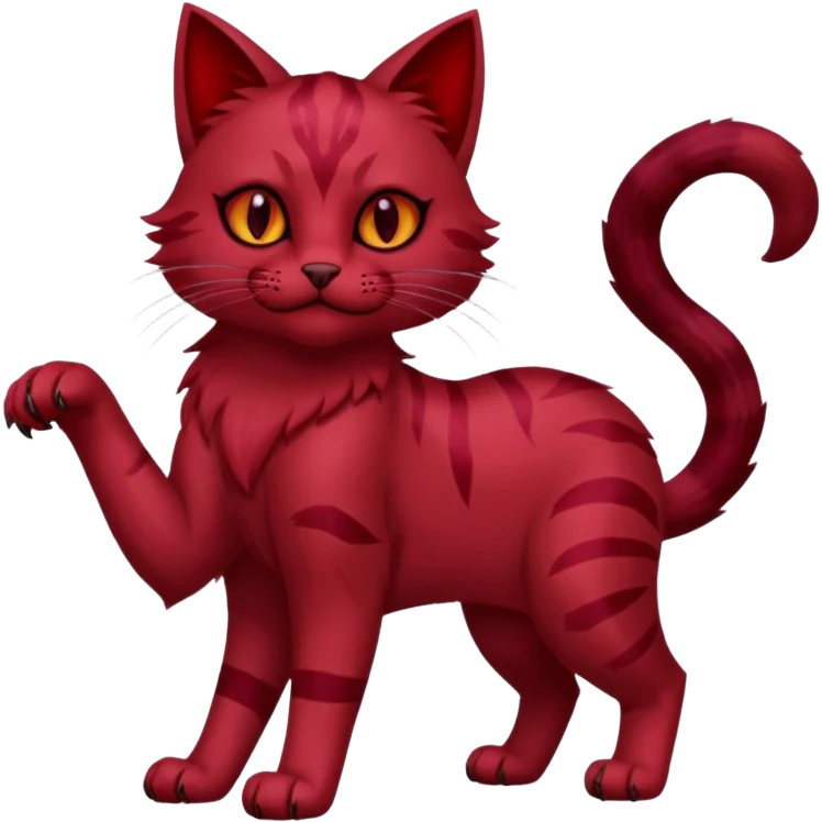 Sanguine crimson maroon burgundy carmine bloody blood-cat-Fakémon-creature (full body) emoji
