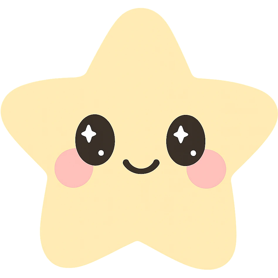 kawaii style smiling star with rosy cheeks emoji