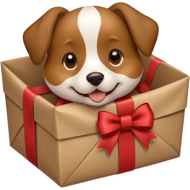 Dog in wrapped paper new yaer emoji
