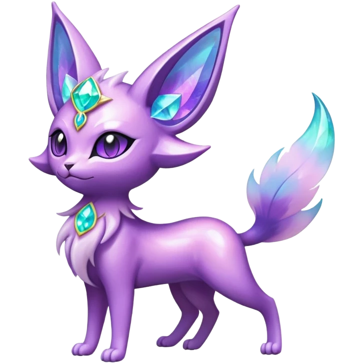 Shiny Exotic Elemental Espeon-Persian-Pokémon-Fakémon-hybrid-creature (full body) emoji