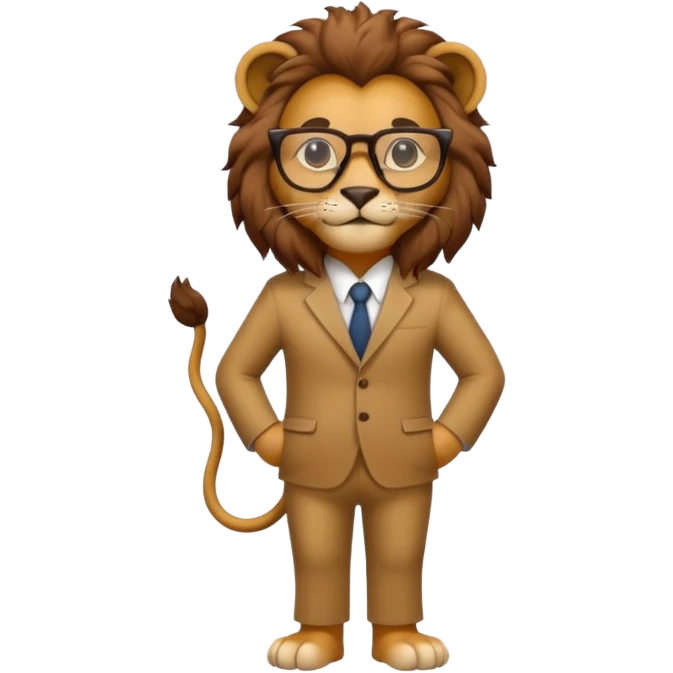 full body of lion wear glasses emoji
