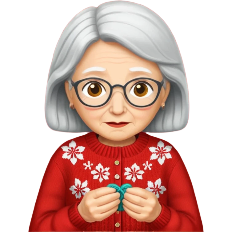 knitting grandma red sweater emoji