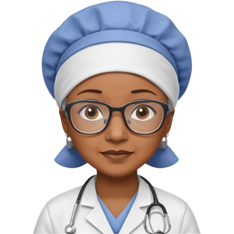 older black doctor woman with scrub cap not smiling emoji