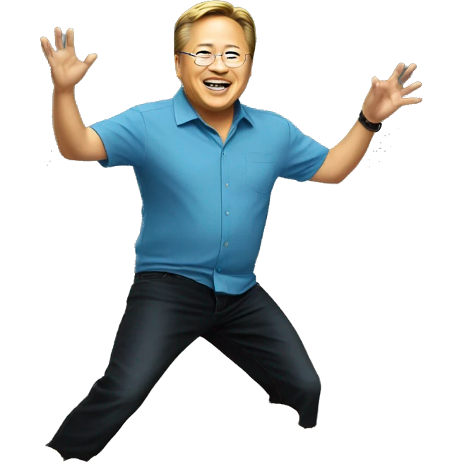Jensen Huang dancing with chips emoji