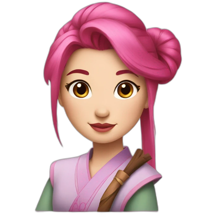 Pink hair Mulan painting a picture emoji