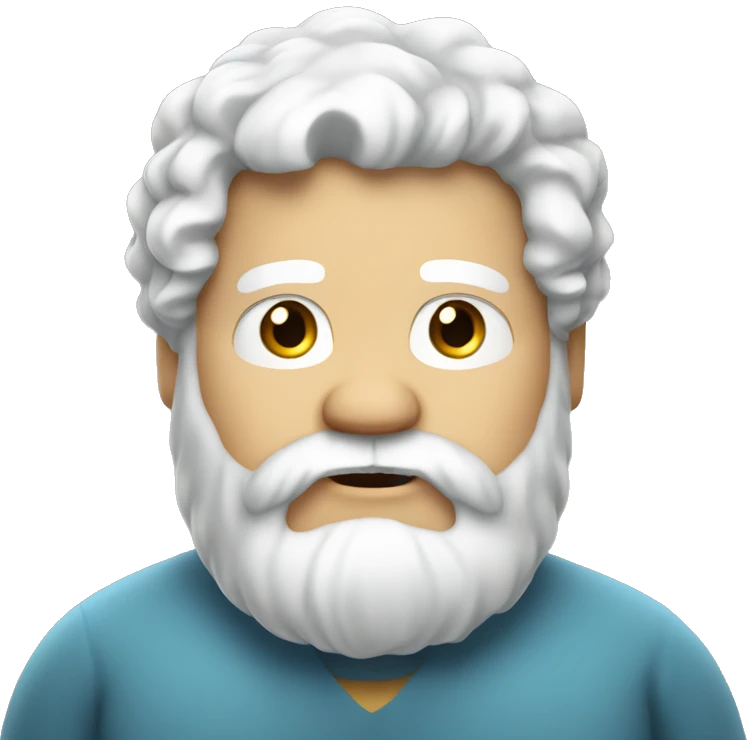 Obese, with white wavy hair and a white beard. emoji