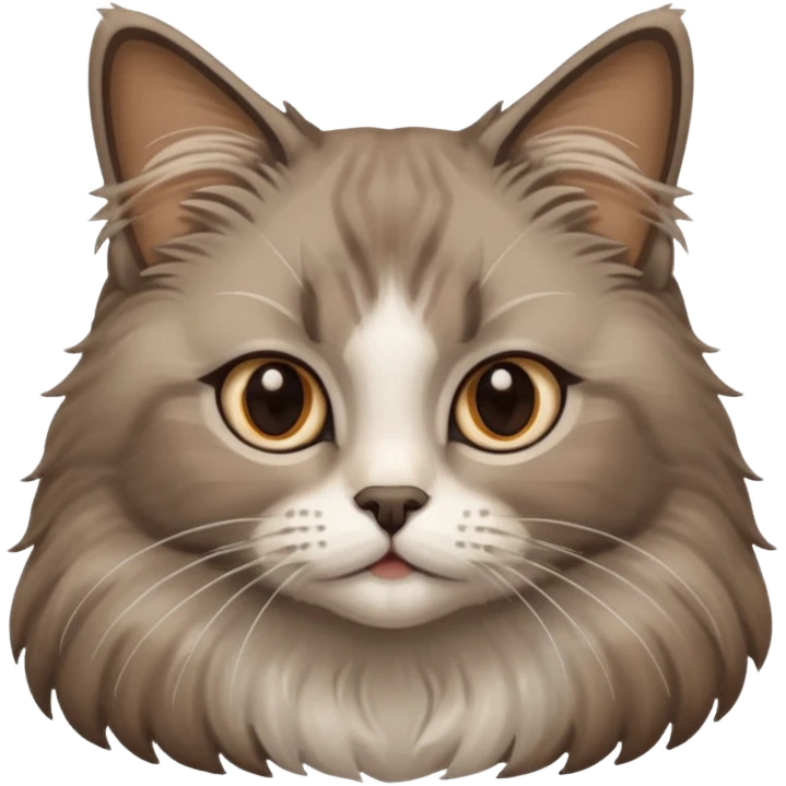 A very fluffy grey and brown ragdoll cat emoji