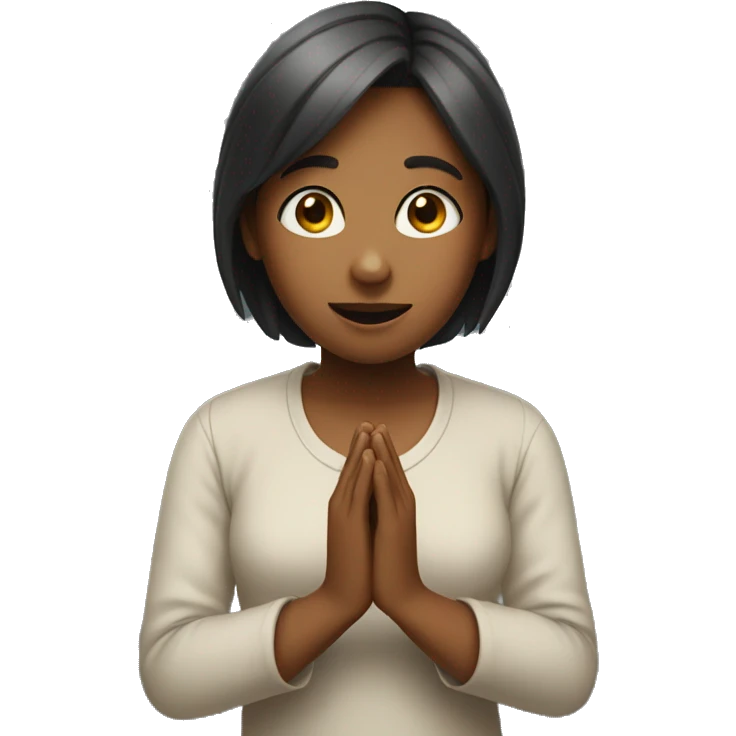 Girl with hands folded asking please emoji