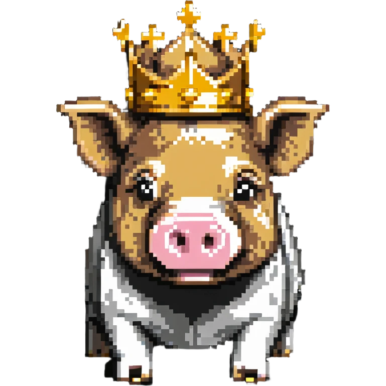 cute pig with a golden crown, inspired by Technoblade, styled like LEGO Duplo with visible block elements and studs, chunky, colorful, simple, playful emoji