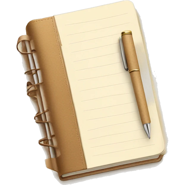 beautiful beige diary with pen emoji