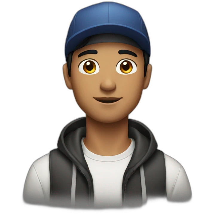 man short black hair with a cap emoji