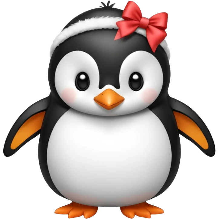 A penguin with a bow next to his head emoji