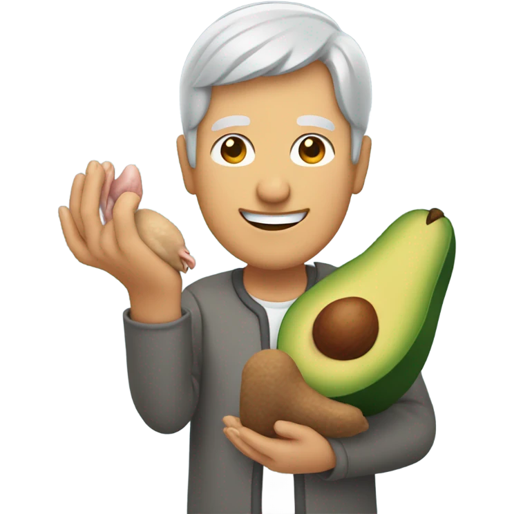 Gray haired, chicken foot avocado emoji