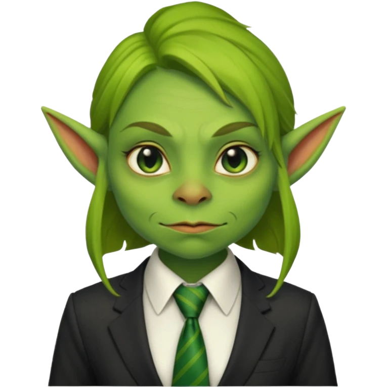 female goblin with tie, business emoji