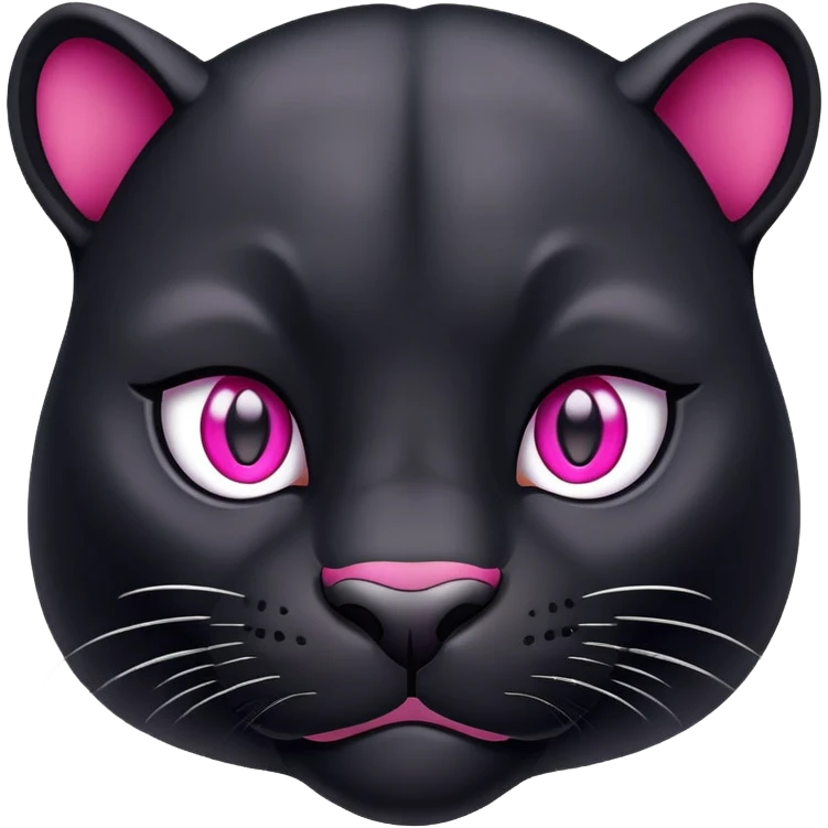 A phanter face, color black, happy, pink eyes emoji