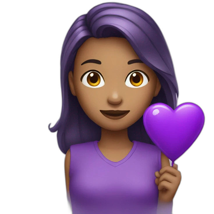 Girl with purple heart emoji