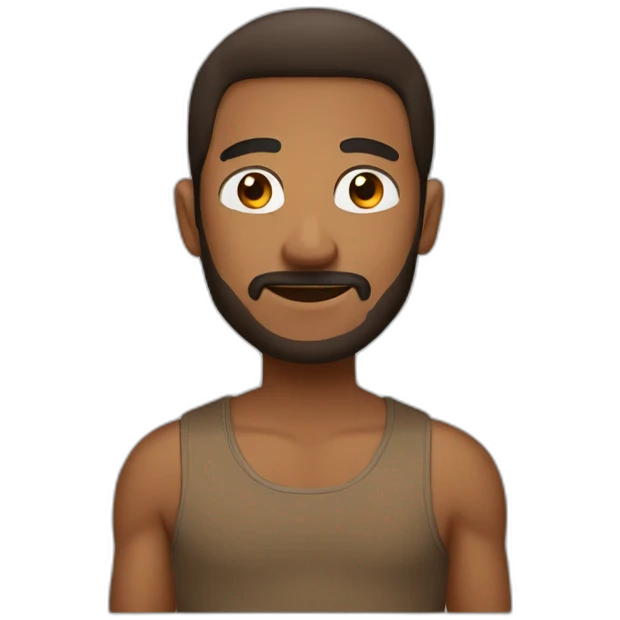 A bord man with a Brown tank top emoji