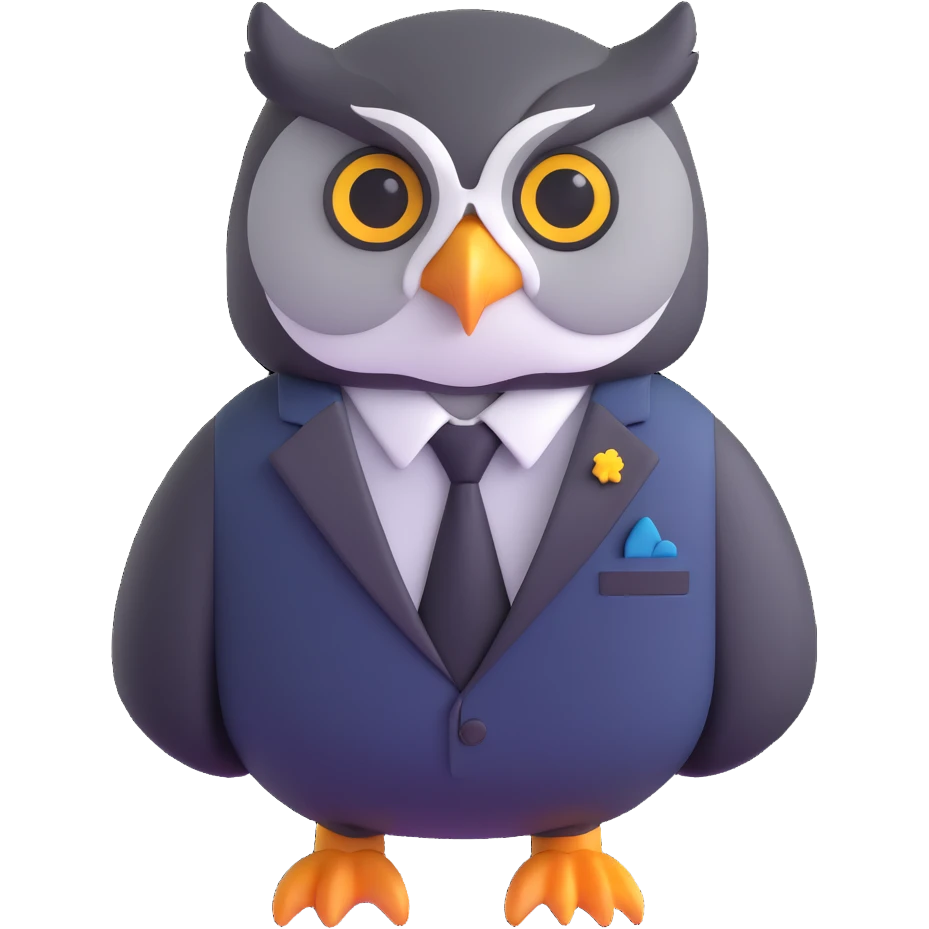 owl wearing a business suit emoji