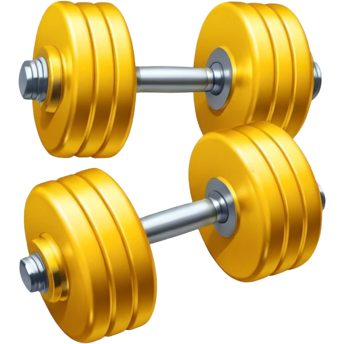 Generate a high-quality emoji of a yellow dumbbell, realistic color and shading, smooth gradient colors, no facial features, no brand markings, simple white background, high-resolution.
 emoji