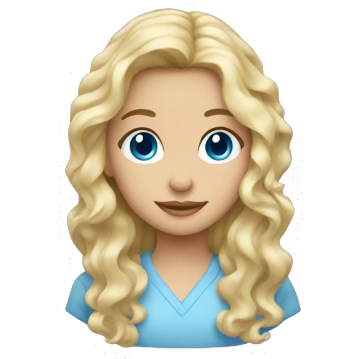 Blond wavy hair girl with blue eyes emoji