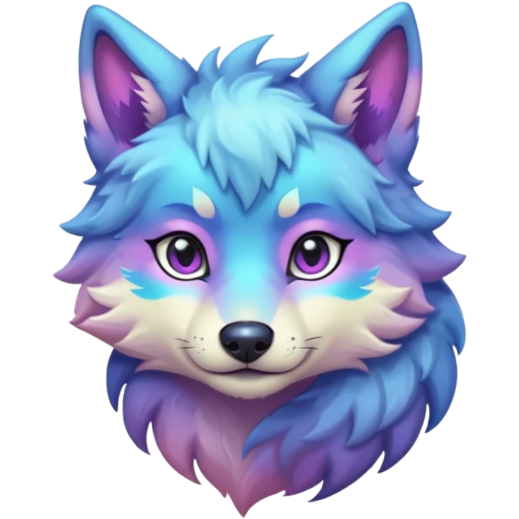 anthropomorphic anthro kawaii cute colorful shiny pastel nebula furry wolf-fursona furry  (half body) emoji