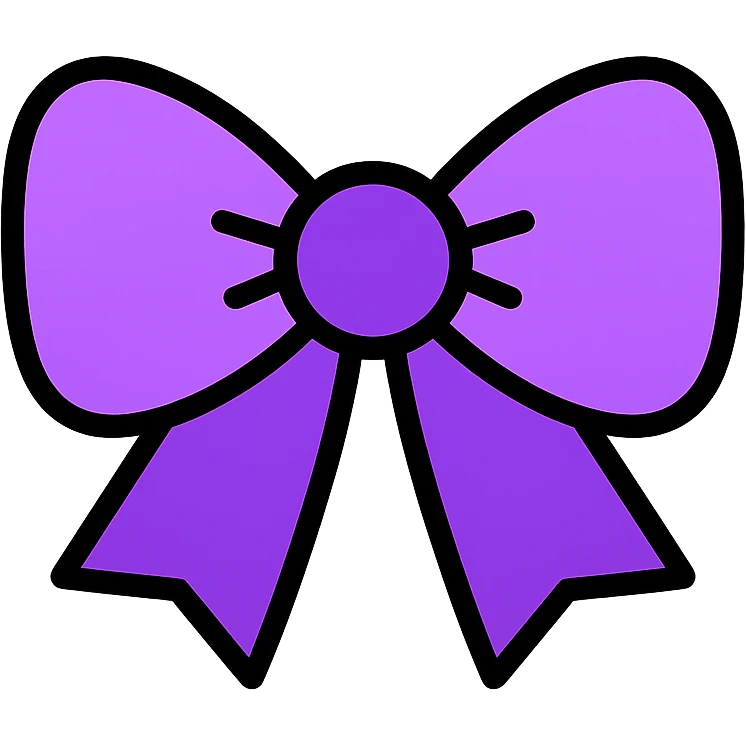 2D cute purple bow, color icon style emoji